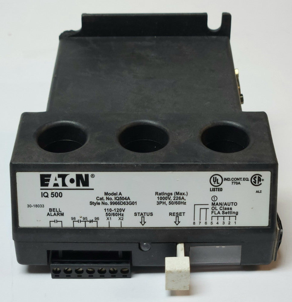 EATON CUTLER HAMMER IQ504A 120 VAC Size 4 IQ500 Modular Overload Relay 9966D63G0