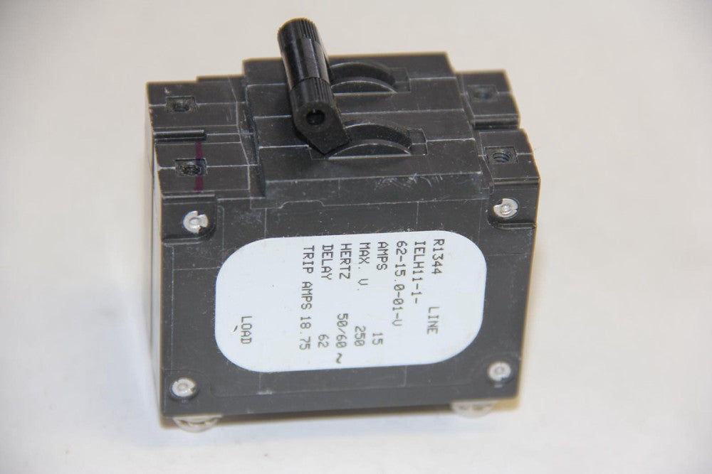 AIRPAX IELH11-1-62-15.0-01-V 15A 250VAC 80VDC 2-Pole Circuit Breaker