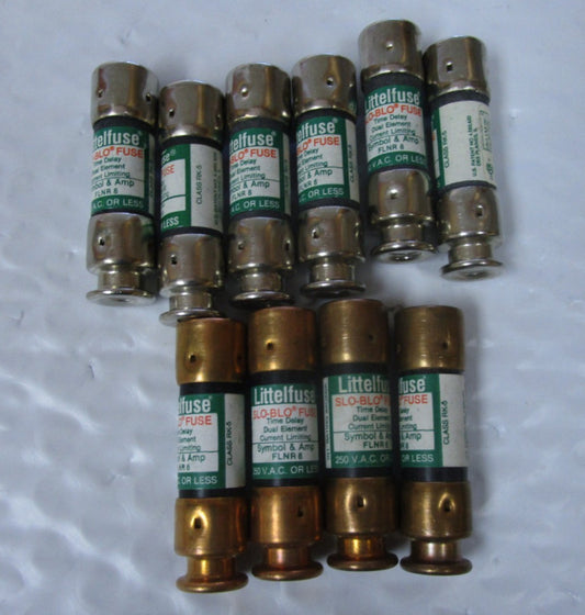 NEW LOT OF 10 LITTELFUSE SLO-BLO FUSE FLNR 8 8A AMP 250Vac