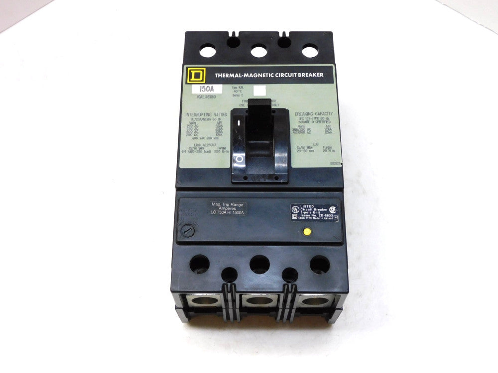 Square D KAL36150 Circuit Breaker 150A Amp 600Vac 3P pole 
