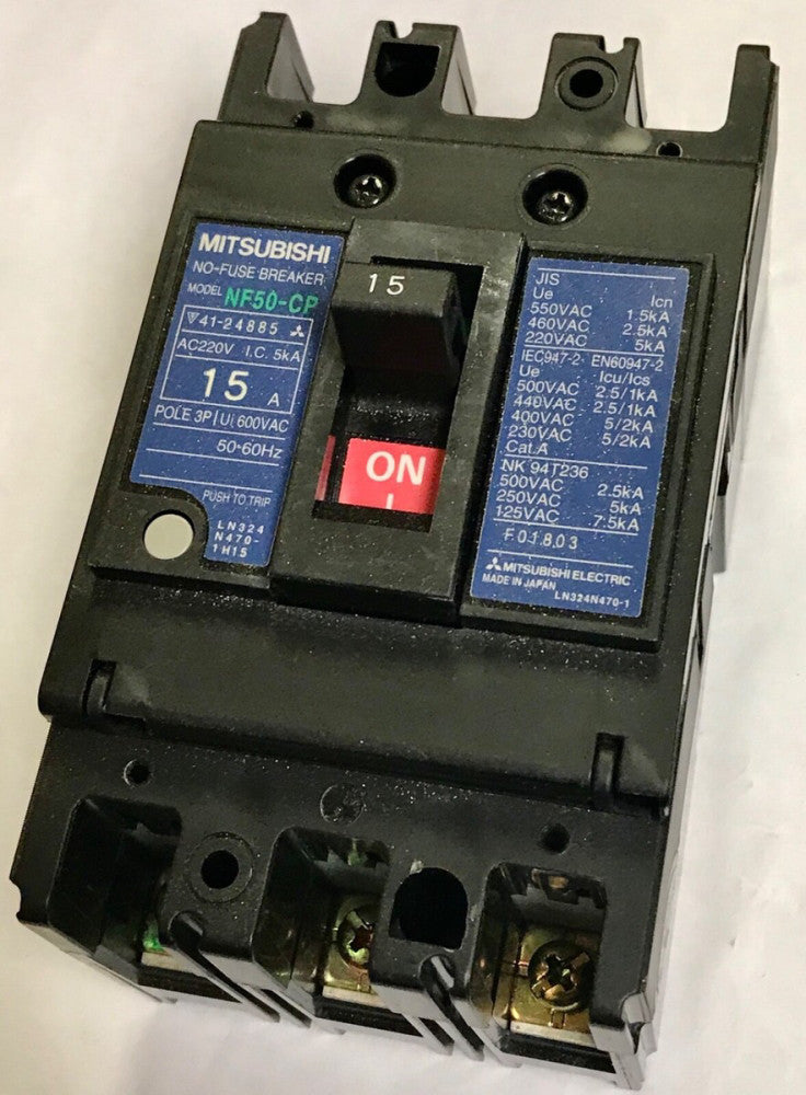 MITSUBISHI NF50CP 3 P15A 3 Pole 15 AMP NF50-CP Circuit Breaker