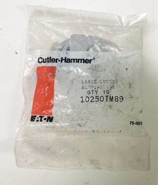 EATON CUTLER HAMMER 10250TJ89 Blank Jumbo Pushbutton Switch Legend Package of 10
