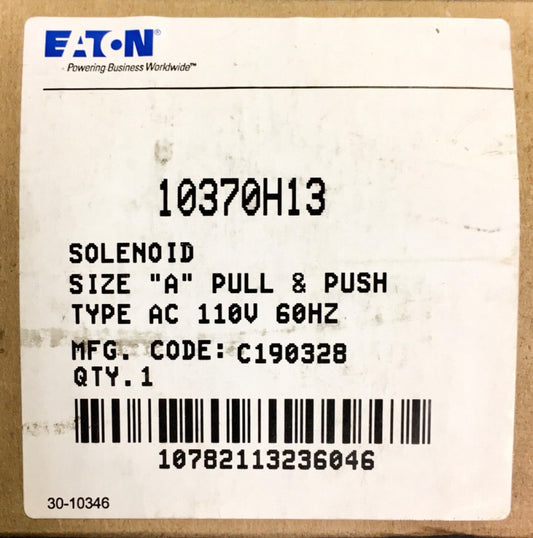 EATON CUTLER HAMMER 10370H13A Size A 110 VAC 10370H13 Solenoid Push & Pull 60Hz