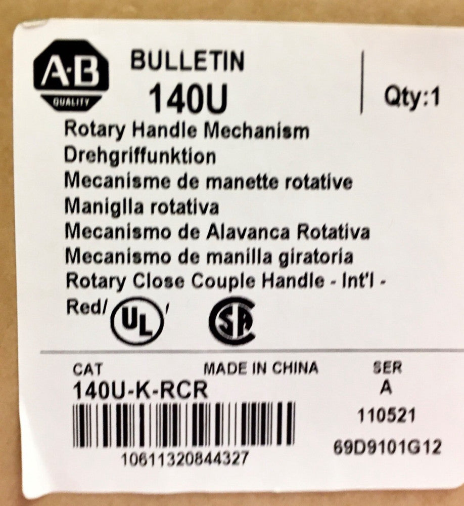 ALLEN BRADLEY 140U K RCR Circuit Breaker Rotary Handle Mechanism 69D9101G12