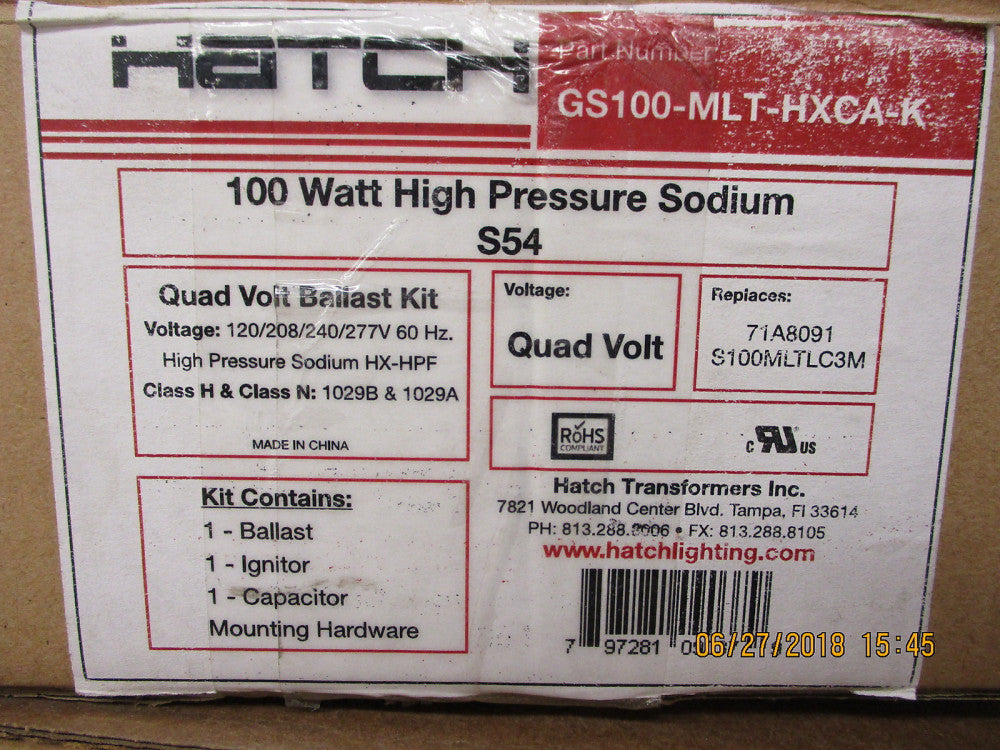 GS100-MLT-HXCA-K Hatch Transformers Quad Volt Ballast Kit: 100 Watt BRAND NEW!