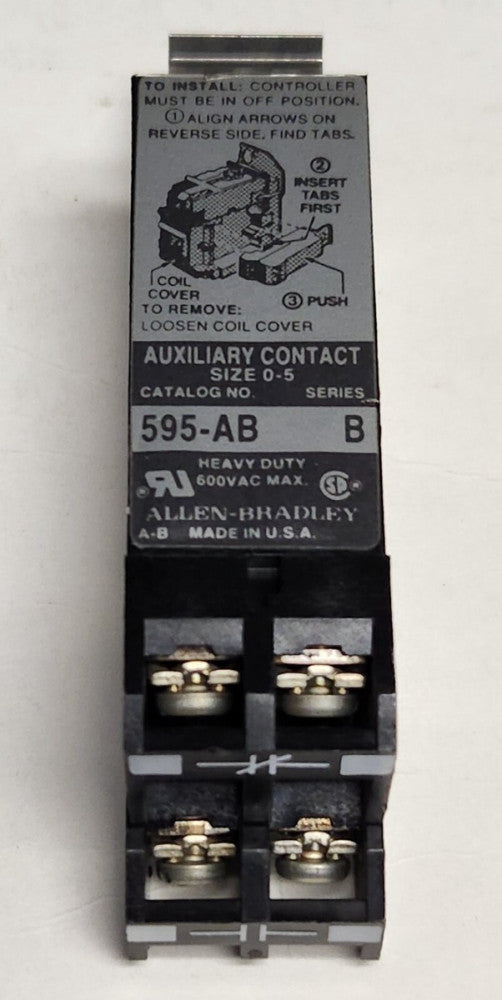 ALLEN BRADLEY 595 AB Size 0-Size 5 Auxiliary Contact 1 NO 1 NC