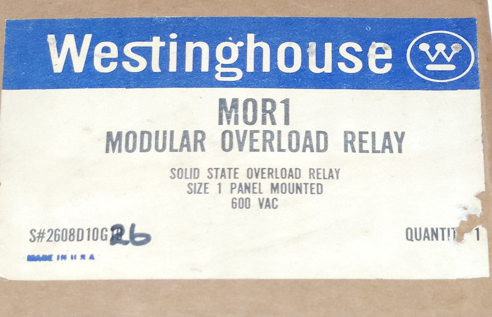 WESTINGHOUSE MOR-1 MOR1 Modular Overload Relay 27 AMP 600 VAC 2608D10G26