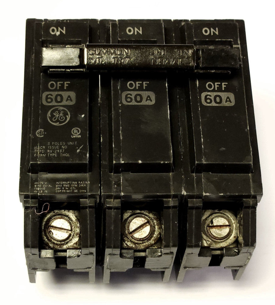 GENERAL ELECTRIC THQ132060 3 Pole 60 AMP Type THQ THQL Circuit Breaker 120 240