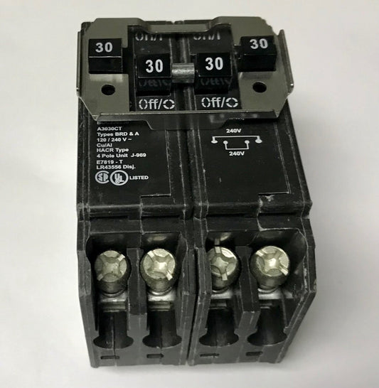 EATON CUTLER HAMMER BQC230230 2 Pole 30 AMP 2 Pole 30 AMP QUADPLEX Type BR