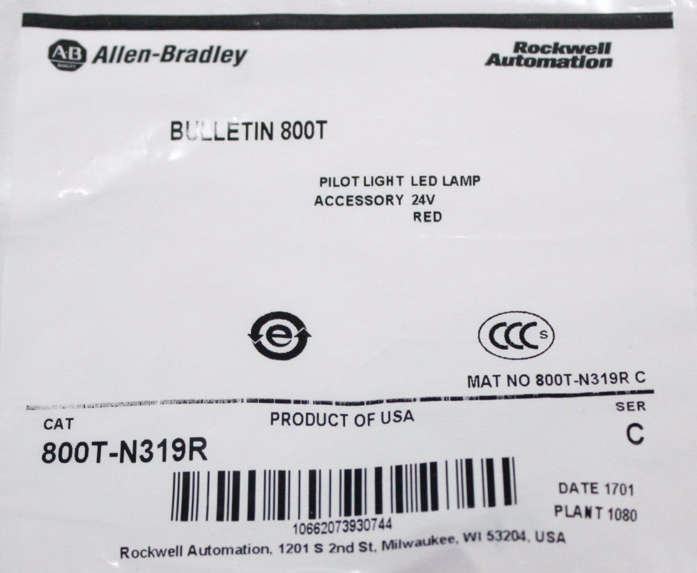 ALLEN BRADLEY Red LED Pilot Light Lamp Bulb 24V 800T N319R