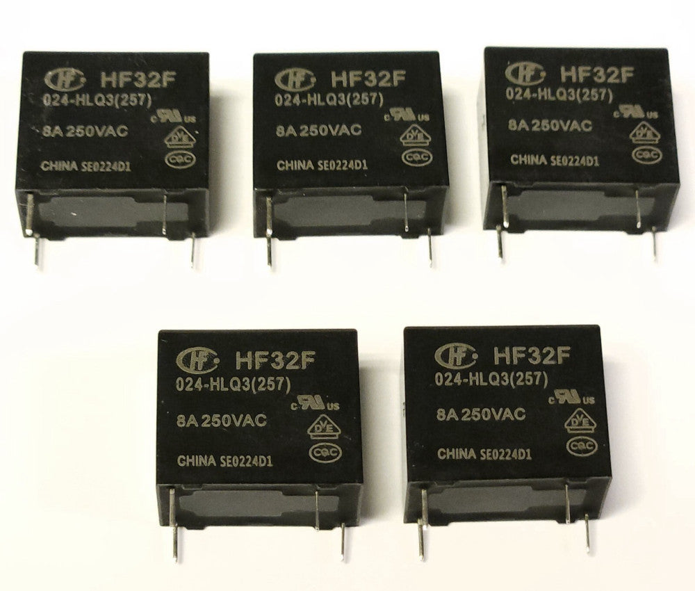 LOT OF 5 HONGFA HF32F 024 HLQ3 8 AMP 250 VAC SEO224D1 4 Pin Relay 45274010608