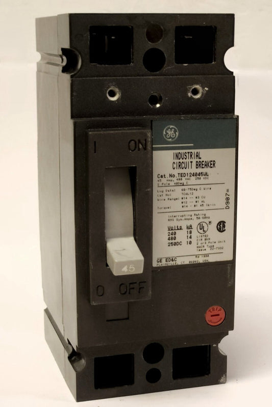 GENERAL ELECTRIC TED124045WL 2 Pole 45 AMP Type TED Circuit Breaker