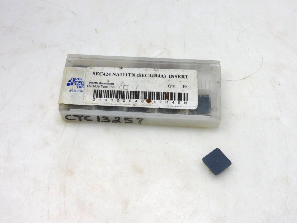 LOT OF 10 NORTH AMERICAN CARBIDE TOOL SEC424 CARBIDE INSERT NA111TN