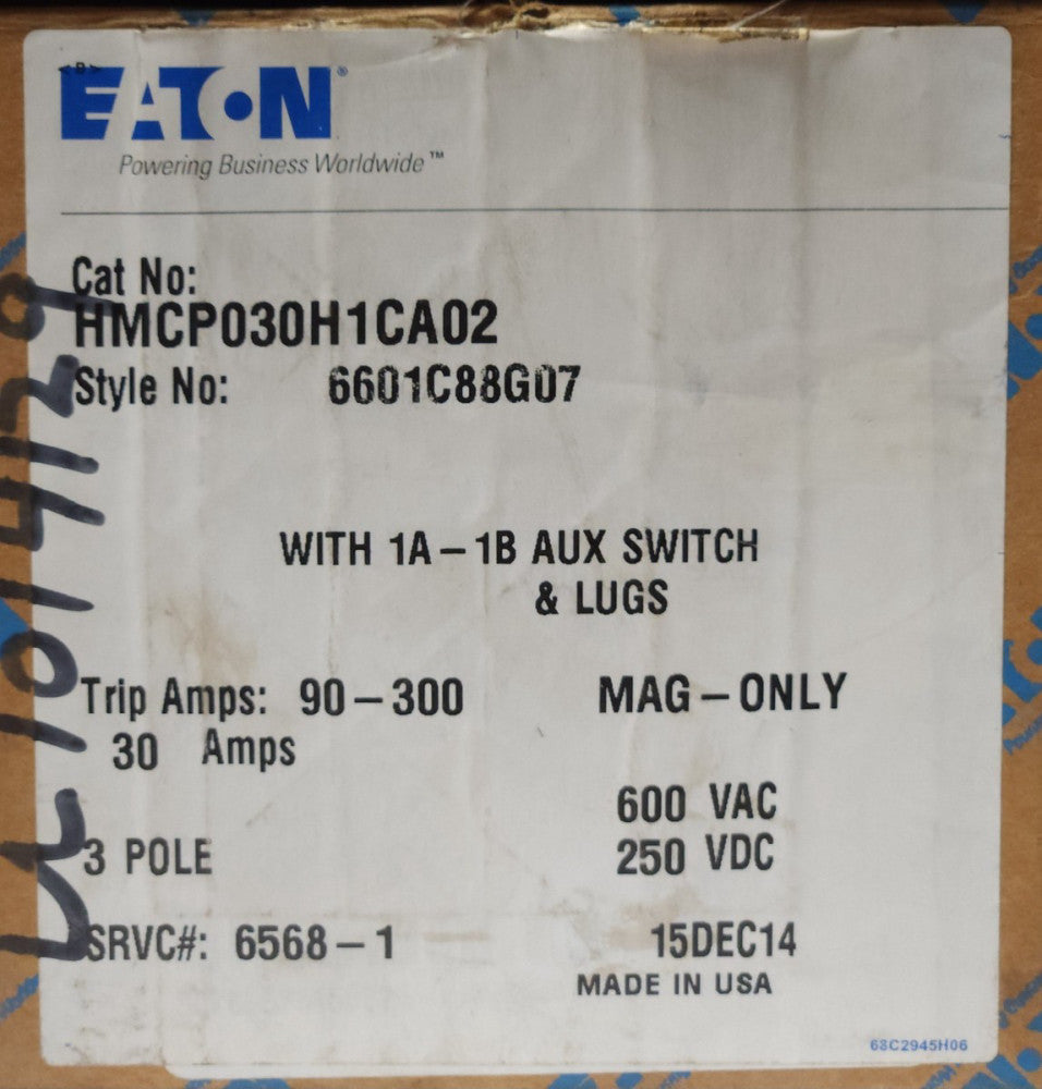 EATON CUTLER HAMMER HMCP030H1CA02 30 AMP HMCP Motor Circuit Protector 1A 1B Aux