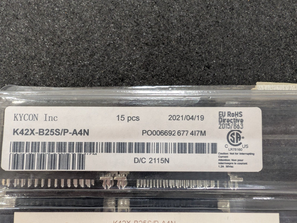 New, Kycon, K42X-B25S/P-A4N, CONN D-SUB PLG/RCPT 25P R/A SLDR