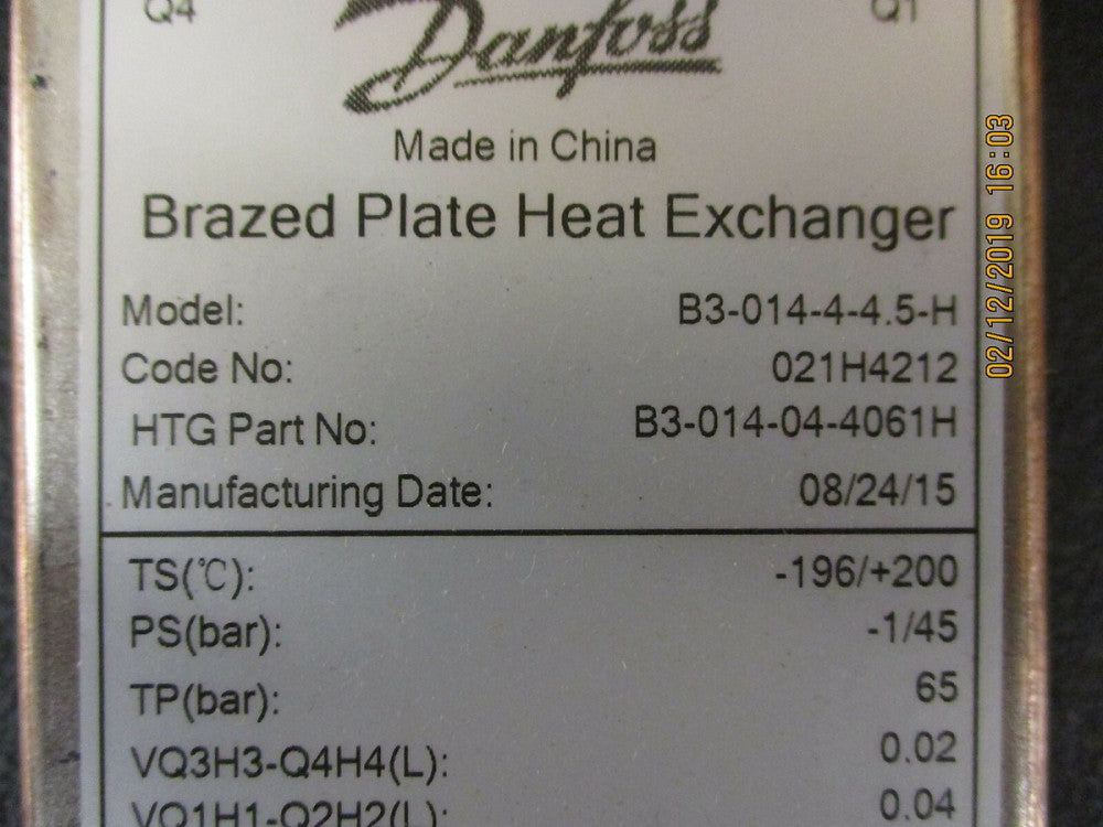B3-014-04-4061H Danfoss Brazed Plate Heat Exchanger BRAND NEW!