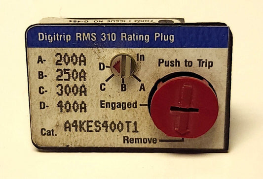 EATON A4ES400T1 K Frame 200-400 AMP Adjustable Rating Plug 6612C40G22