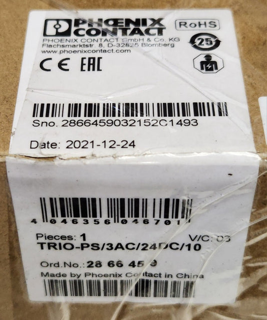 PHOENIX CONTACT TRIO PS 3AC 24DC 10 Power Supply 28 66 45 9 Input 213x 400-500