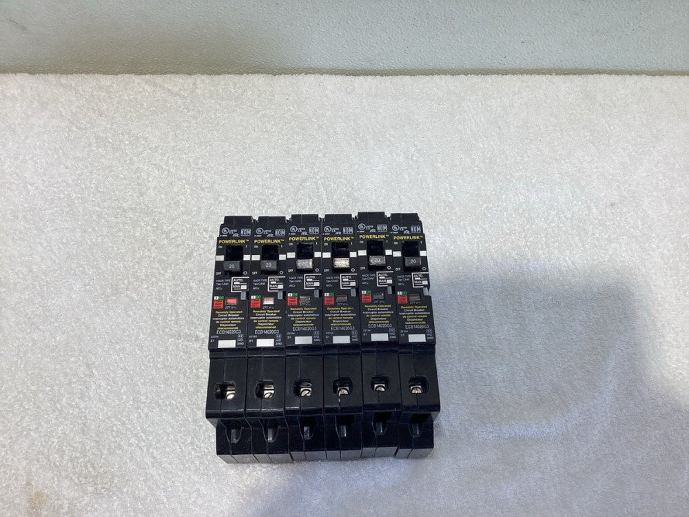 ECB14020G3 Circuit Breaker, PowerLink  20A, 1 pole. Lot of 6 Breakers.