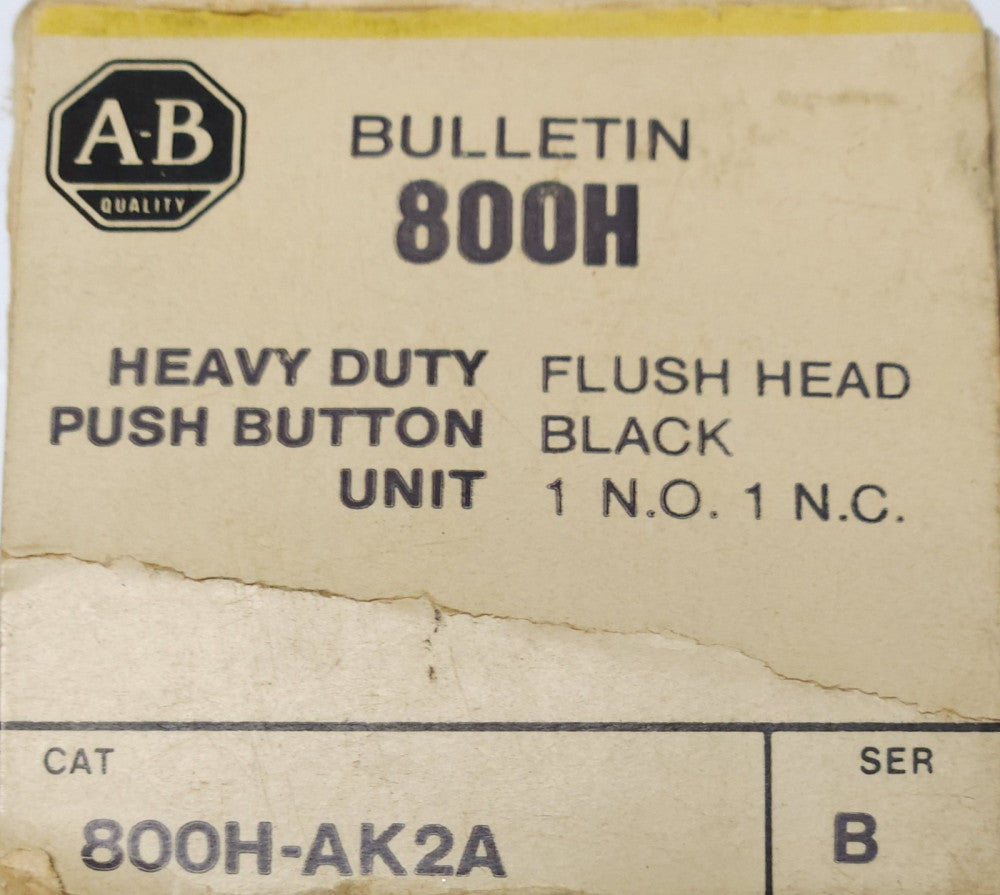 ALLEN BRADLEY 800H AK2A Flush Head Black Button 800H AK2A HEAVY DUTY BLACK Flush