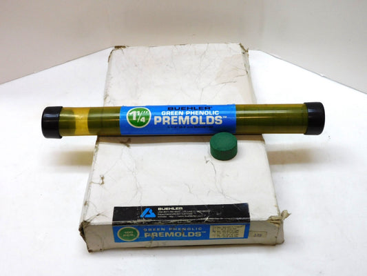 BUEHLER 1-1/4 GREEN PHENOLIC PREMOLDS MOLDING POWDER 20-3312 LOT OF 98
