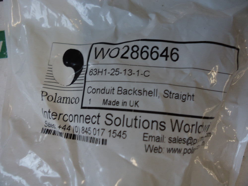 63H1-25-13-1-C, Polamco, 63 Series Conduit Adapter Backshell, BRAND NEW!