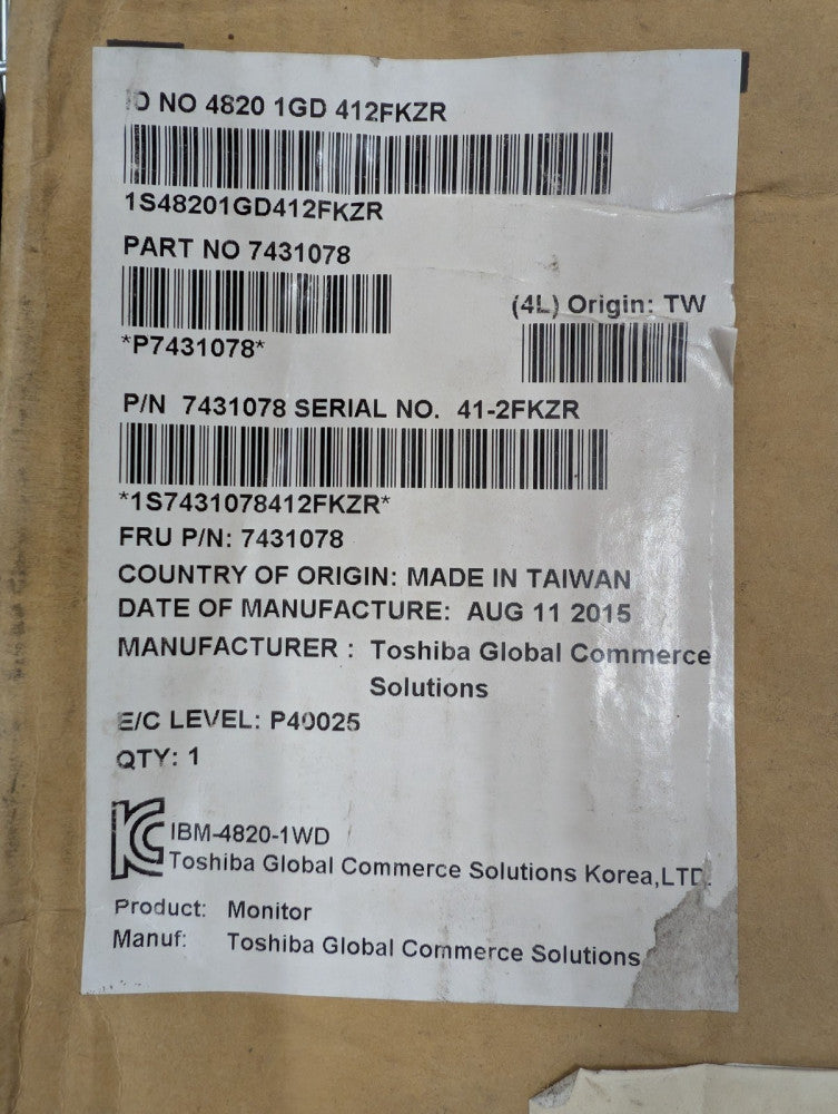 New, Toshiba, 7431078, DISPLAY - FRU-IG 10 INCH