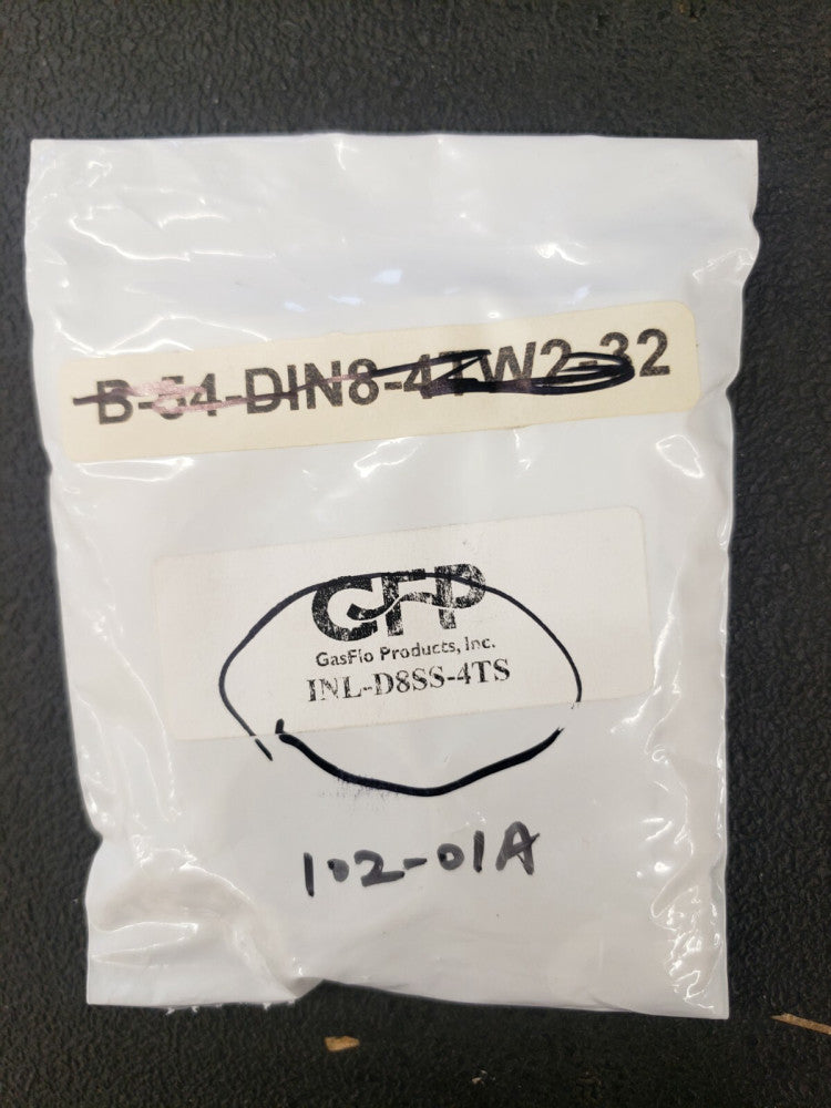 NEW, GASFLO PRODUCTS, INL-D8SS-4TS, GasFlo Products - INLET DIN 8 X 1/4 TS 