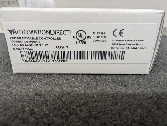 New, Automation Direct, CO-04DA-1, PROGRAMMABLE CONTROLLER 4CH ANALOG OUTPUT