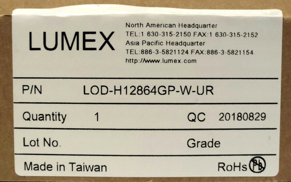 LUMEX LOD H12864 W UR Graphic LCD OLED DISPLAY SCREEN Module DIGIKEY 67 2277 ND