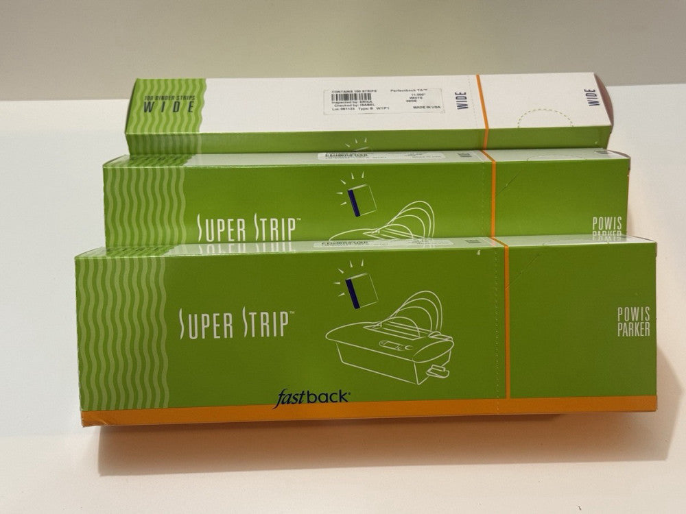 Lot of 3 - Powis Fastback 11" Wide White PerfectBack TA Strip W1P1 - 100 Per Box