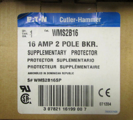 EATON CUTLER HAMMER WMS2B16 Supplementary Protector Breaker 2P 16A WMS2B16SP
