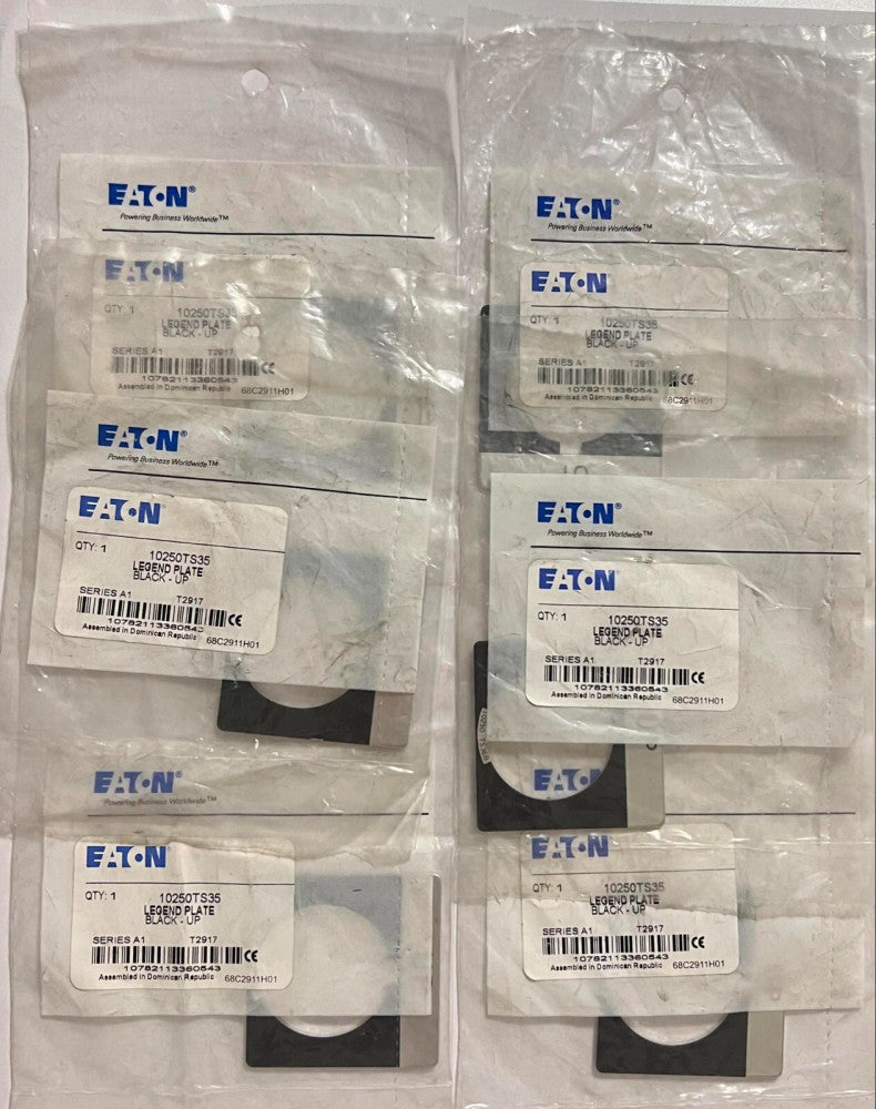 (LOT OF 6) EATON CUTLER HAMMER 10250TS35 Legend Plate BLACK UP