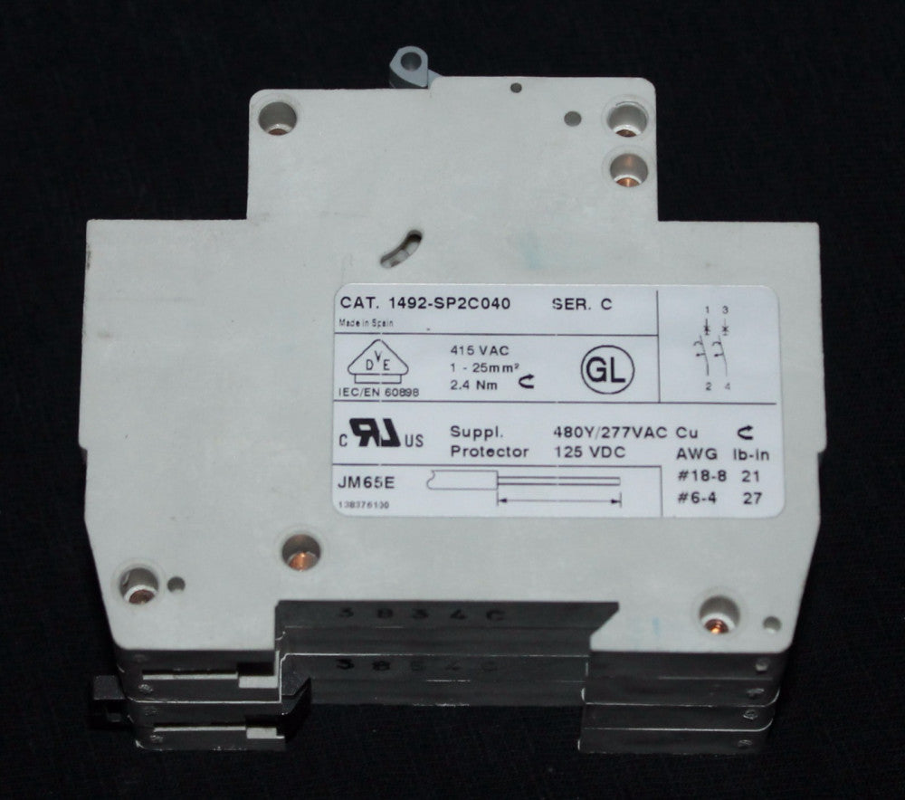 ALLEN BRADLEY 1492-SP Supplementary Protector Breaker 2 Pole 4 Amp 1492 SP2C040
