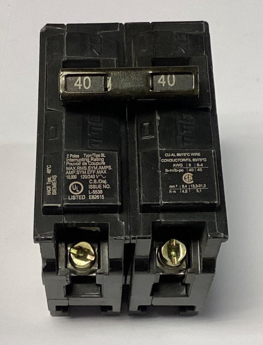 SIEMENS B240 2 Pole 40 AMP Type BL Circuit Breaker