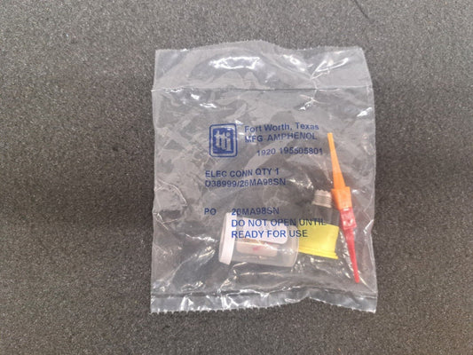 New, Amphenol, D38999/26MA98SN, Circular MIL Spec Connector 3P PLG SZ 9 SKT CBL