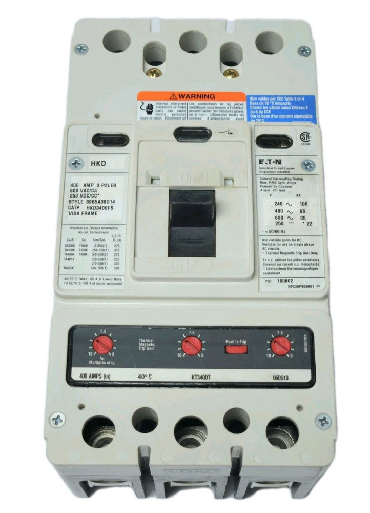 EATON CUTLER HAMMER HKD3400S HKD3400FS VISA FRAME KT3400T TRIP Unit SAFETY VIEW