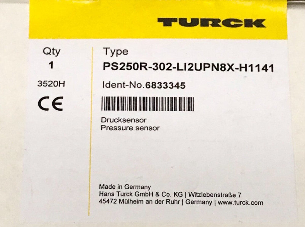 SEALED* TURCK PS250R 302 LI2UPN8X H1141 Drucksensor Pressure Sensor 3520H