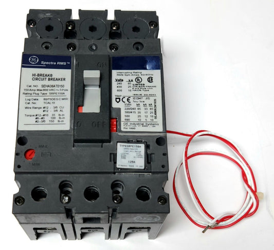 GENERAL ELECTRIC SEHA36AT0150 SPECTRA RMS150 AMP HI BREAK Circuit Breaker 3 Pole