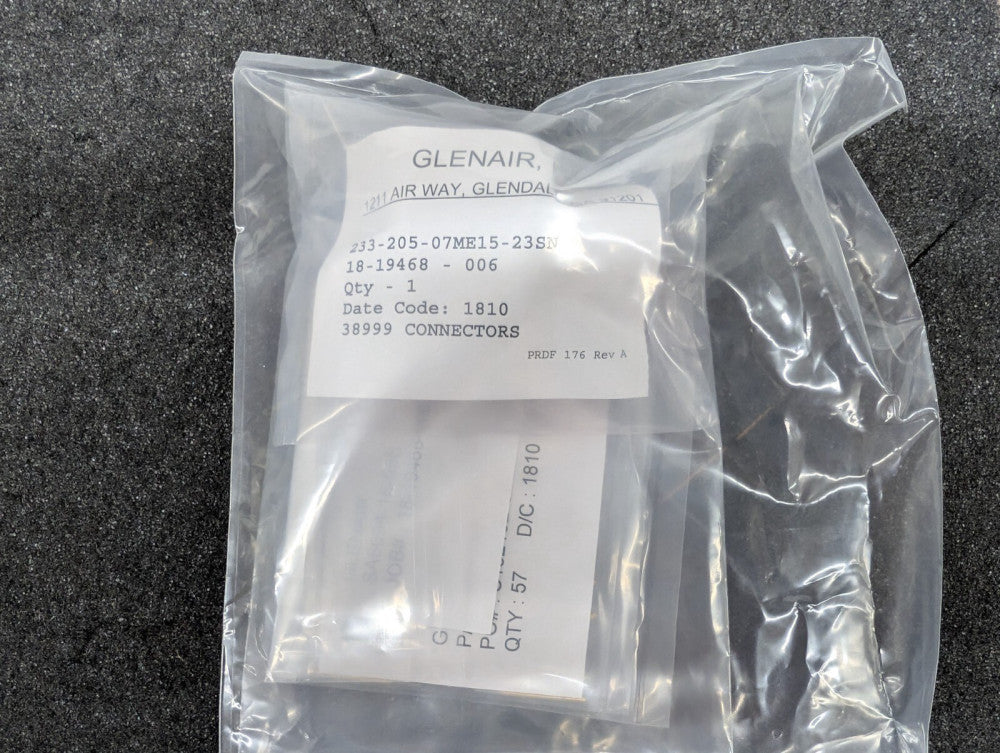 New, Glenair, 233-205-07ME15-23SN, SUPERNINE WIRE HARNESS CONNECTOR