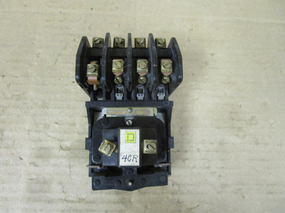 SQUARE D CONTROL RELAY 8501 H0 40 SER D 120V COIL 4 POLE 8501H040