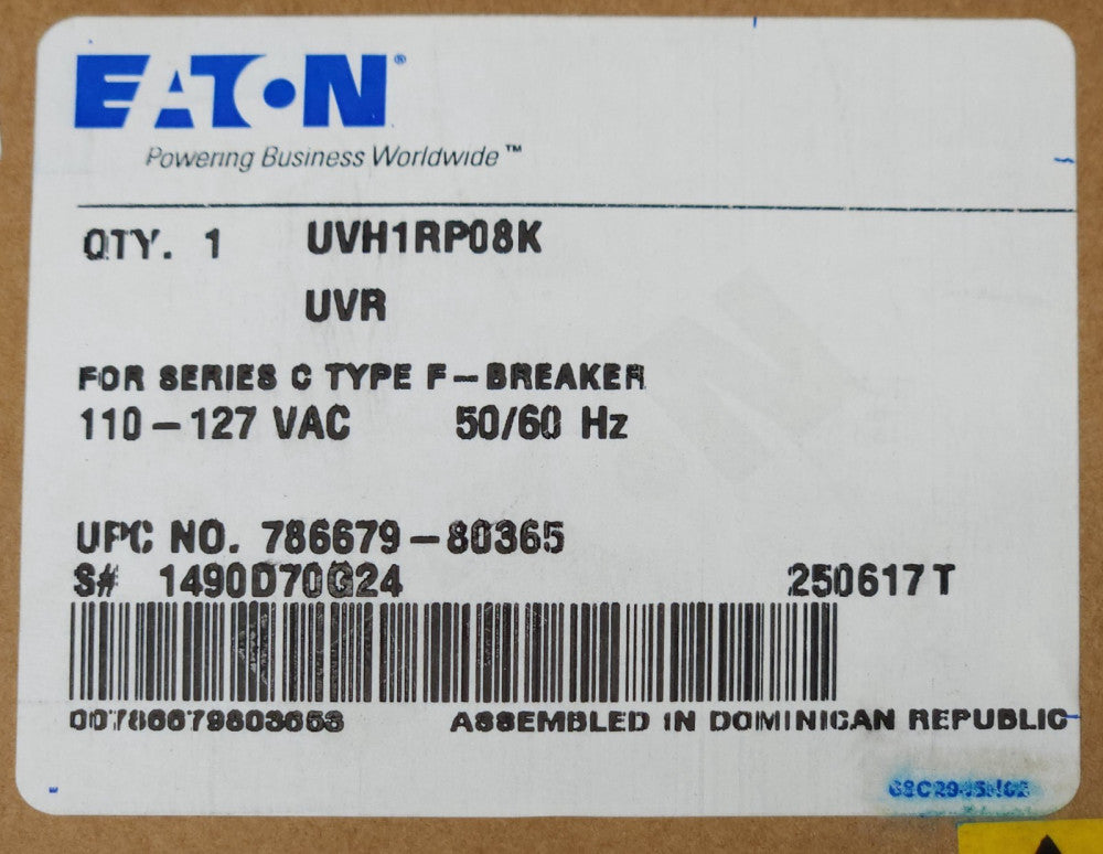 EATON CUTLER HAMMER UVH1RP08K F Frame 120 VAC UVR 1490D70G24 Type FD HFD E2F E2F
