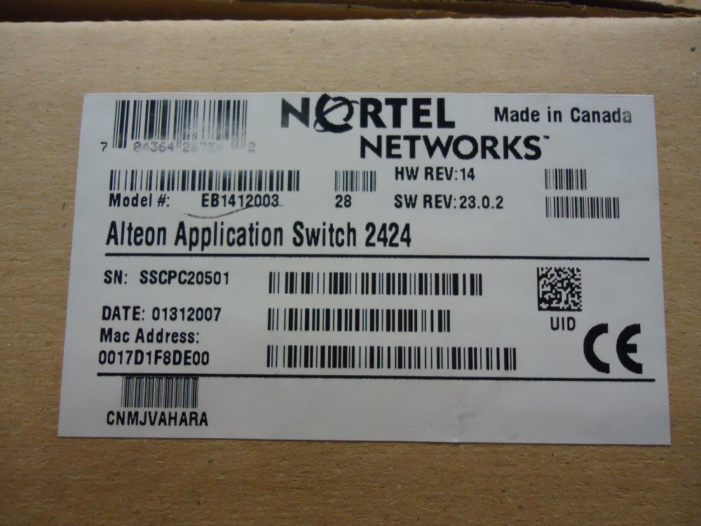 EB1412003 NORTEL NETWORKS ALTEON WEB SWITCH 2424 BRAND NEW!