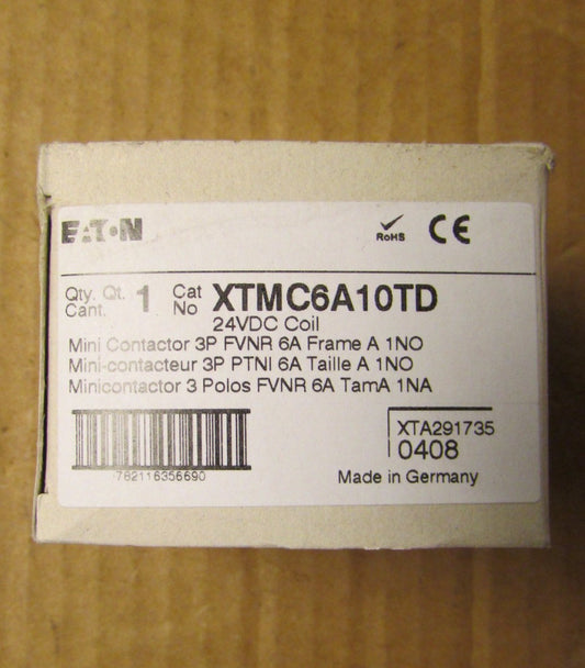 EATON CUTLER HAMMER Miniature Contactor 3 Pole 24 VDC XTMC6Z10TD