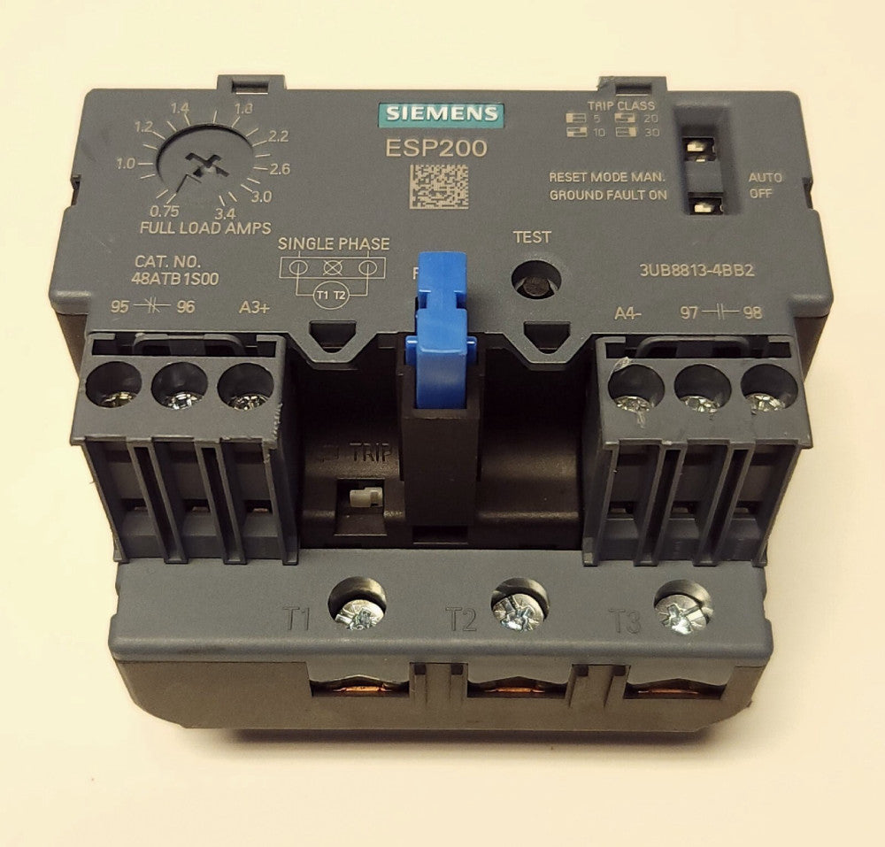 SIEMENS 48ATB1S00 ESP200 Overload Relay .75-3.4 AMP 3UB8813 4BB2