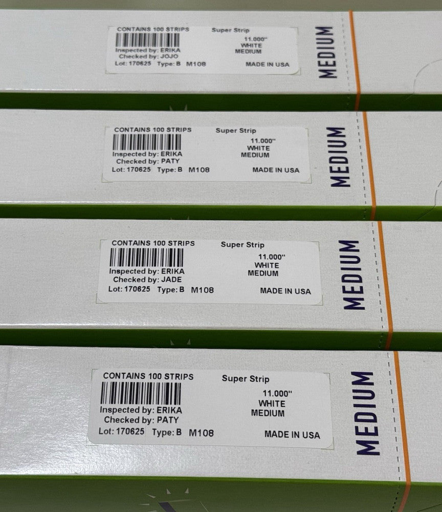 Lot of 4 - Powis Fastback 11" White Medium Super Strip M108 - 100 Per Box