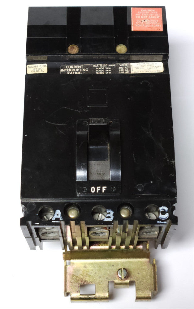 SQUARE D FA36100 3 Pole 100 AMP Type FA I LINE Circuit Breaker 600 VAC