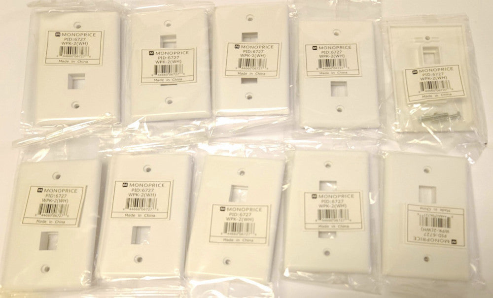 LOT OF 10 MONOPRICE PID 6727 WPK-2 WH 2 Port Keystone Outlet White