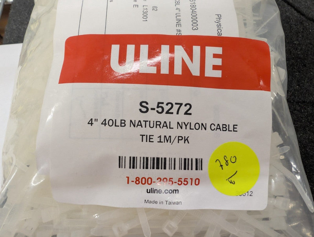 New, Uline, S-5272, 40LB NATURAL NYLAN CABLE TIE 4 INCH - Lot of 780pcs