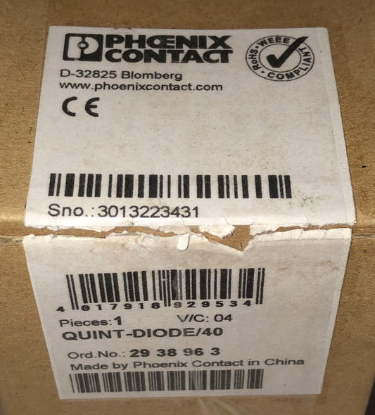 PHOENIX CONTACT QUINT D10DE/40 Redundancy Mod 29 38 963 QUINT D10DE Power Supply